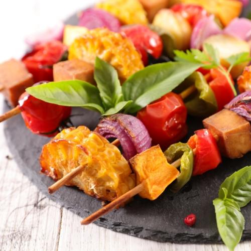 Skewers of veggies and tofu for a plant-powered healthy meal