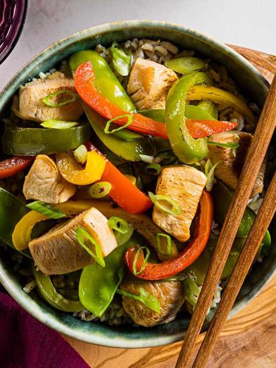 Chicken Stir-Fry with Snow Peas and Bell Pepper