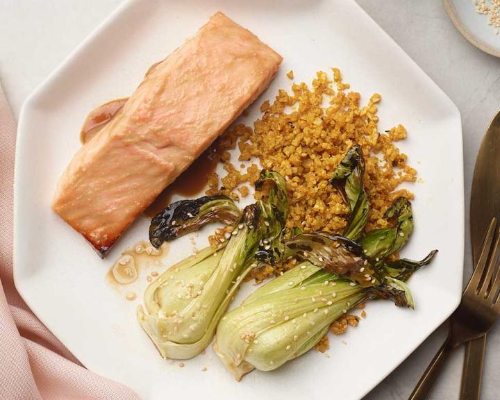 Sheet Pan Miso Salmon and Sesame Bok Choy