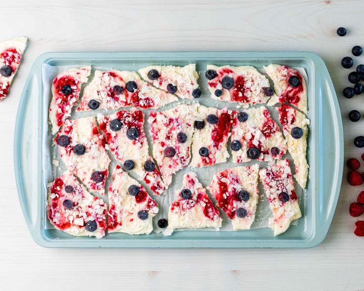 Raspberry Swirl Frozen Yogurt Bark
