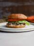 A healthier turkey burger on a plate for people eating a diabetic diet