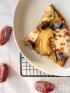 A slice of flatbread pizza with dates and pears for diabetic diet