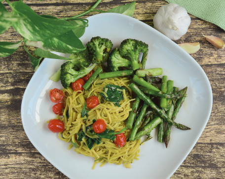 A plate of low carb veggie pasta for diabetic diets