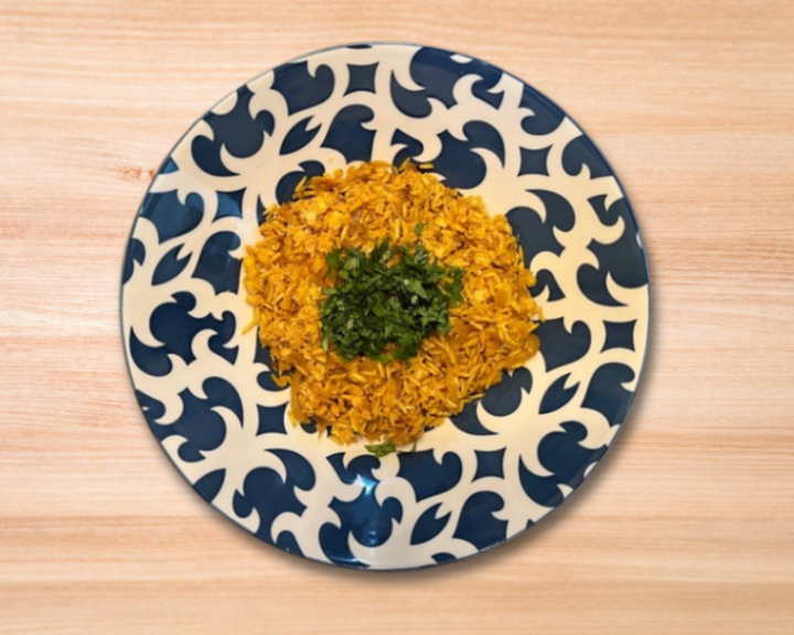 A plate of Vegetarian Lentil Pulao (Daal Pulao) for a diabetic friendly meal