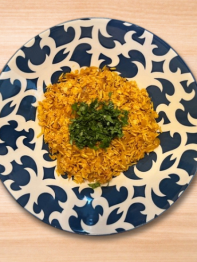 A plate of Vegetarian Lentil Pulao (Daal Pulao) for a diabetic friendly meal